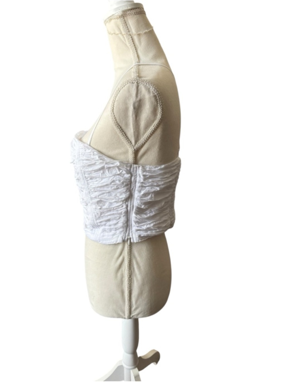 Women's Madewell White Ruched Halter Crop Top Size 10 - Picture 2 of 10